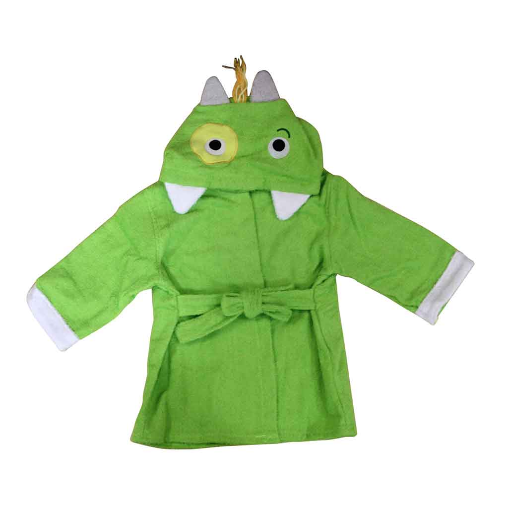 Bata de Baño con Estampado de Dinosaurio Verde