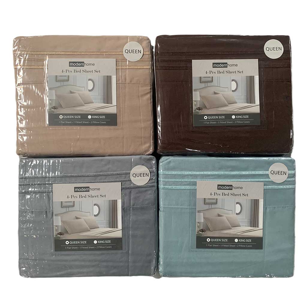 Juego De Sábana Con Bordado Queen Surtidos