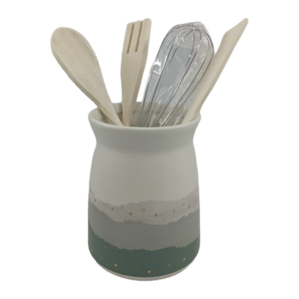 Soporte Con Utensilios De 5Pcs Turquesa 12Cm