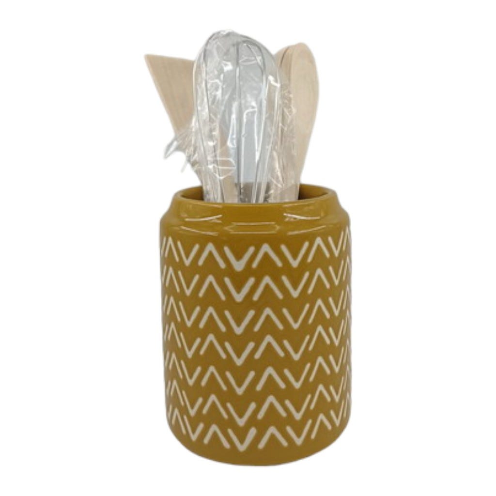 Soporte Con Utensilios De 5Pcs Amarillo 11Cm