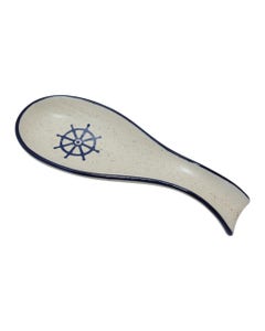 Posacucharas Blanca Estampado Timón De Barco 22Cm