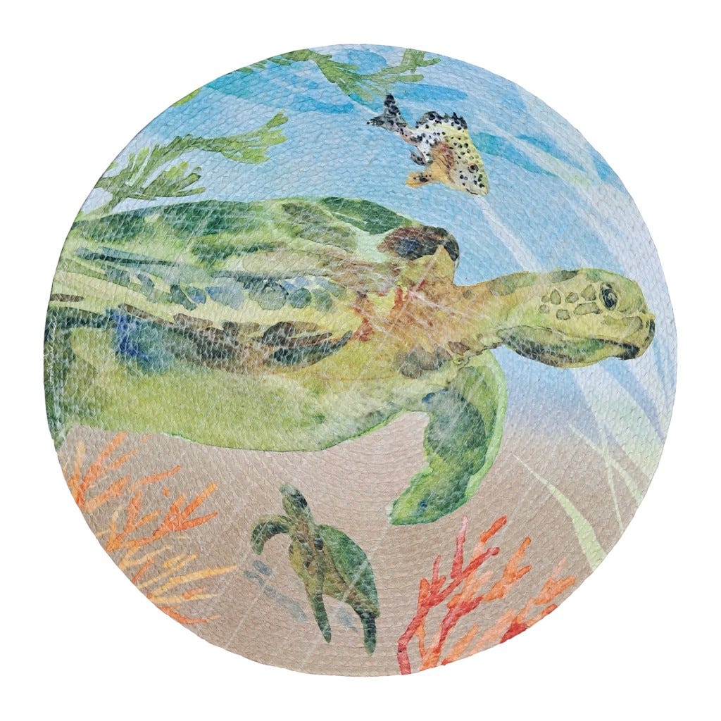 Individual Redondo Estampado De Tortuga 38Cm