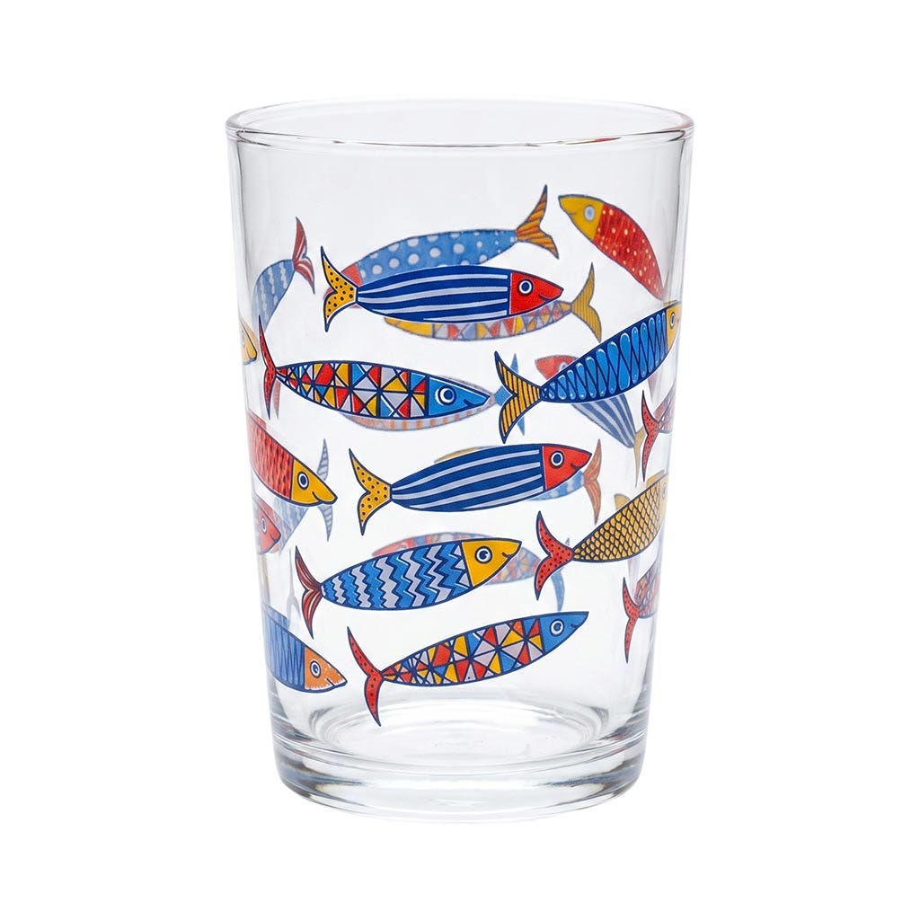 Vaso Estampado De Peces Multicolor 510 Ml
