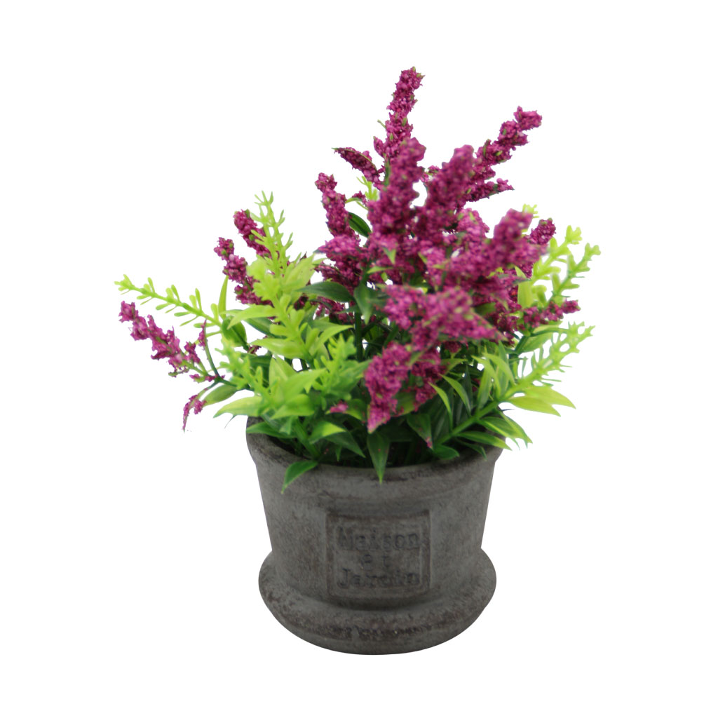 Planta Artificial Con Flores En Bolsa De Yute 17cm
