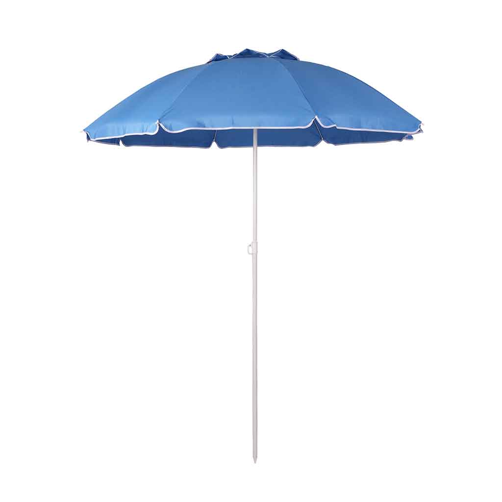 Sombrilla Azul De Playa Con Poste Blanco 19/22Mm/Si