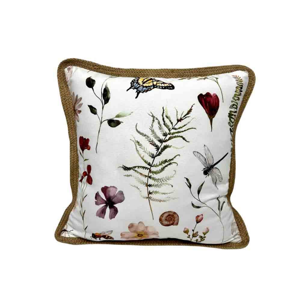 Cojín Blanco Estampado Flores 45x45cm
