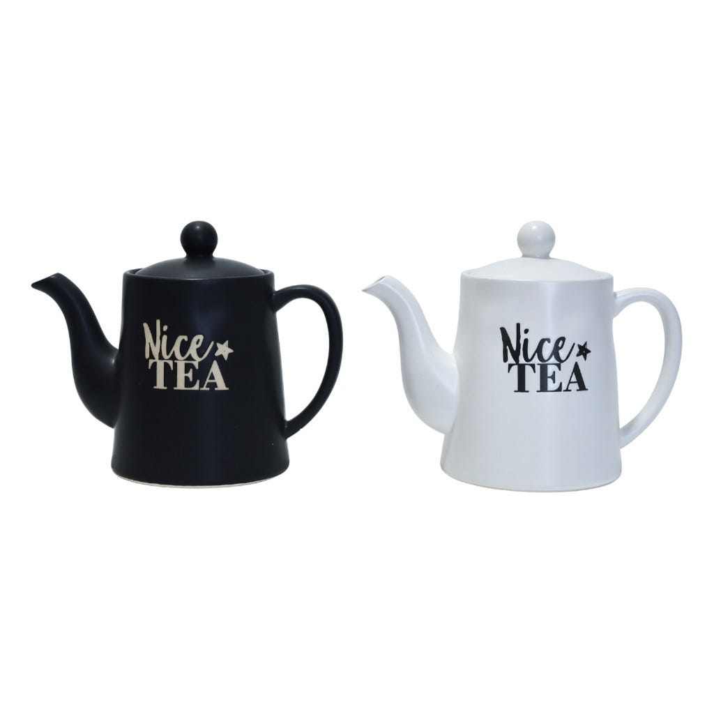 Tetera De Cerámica Estampado Texto "Nice Tea" Colores Surtidos 900Ml