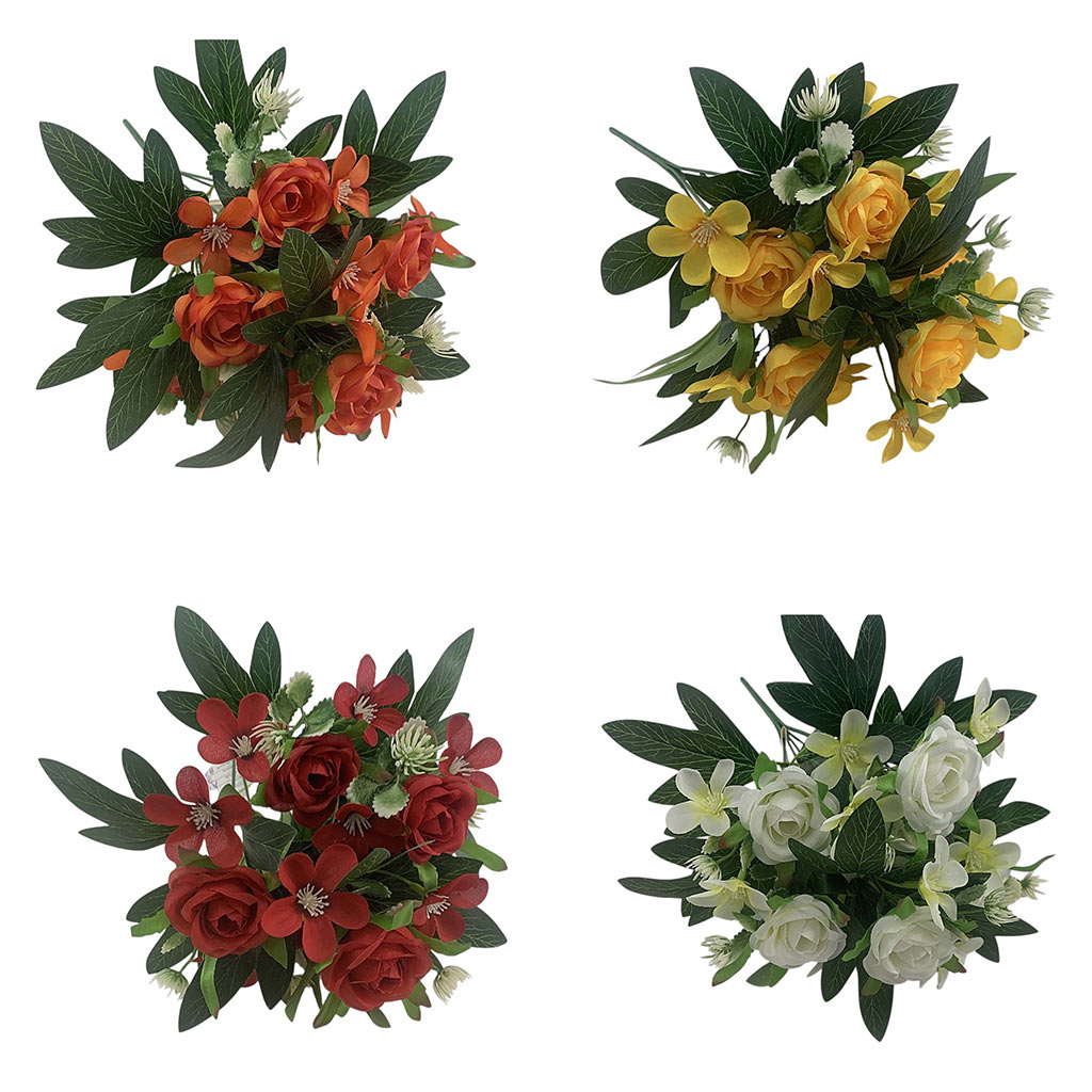Planta Artificial Ramo De Mini Rosas Colores Surtidos 35cm
