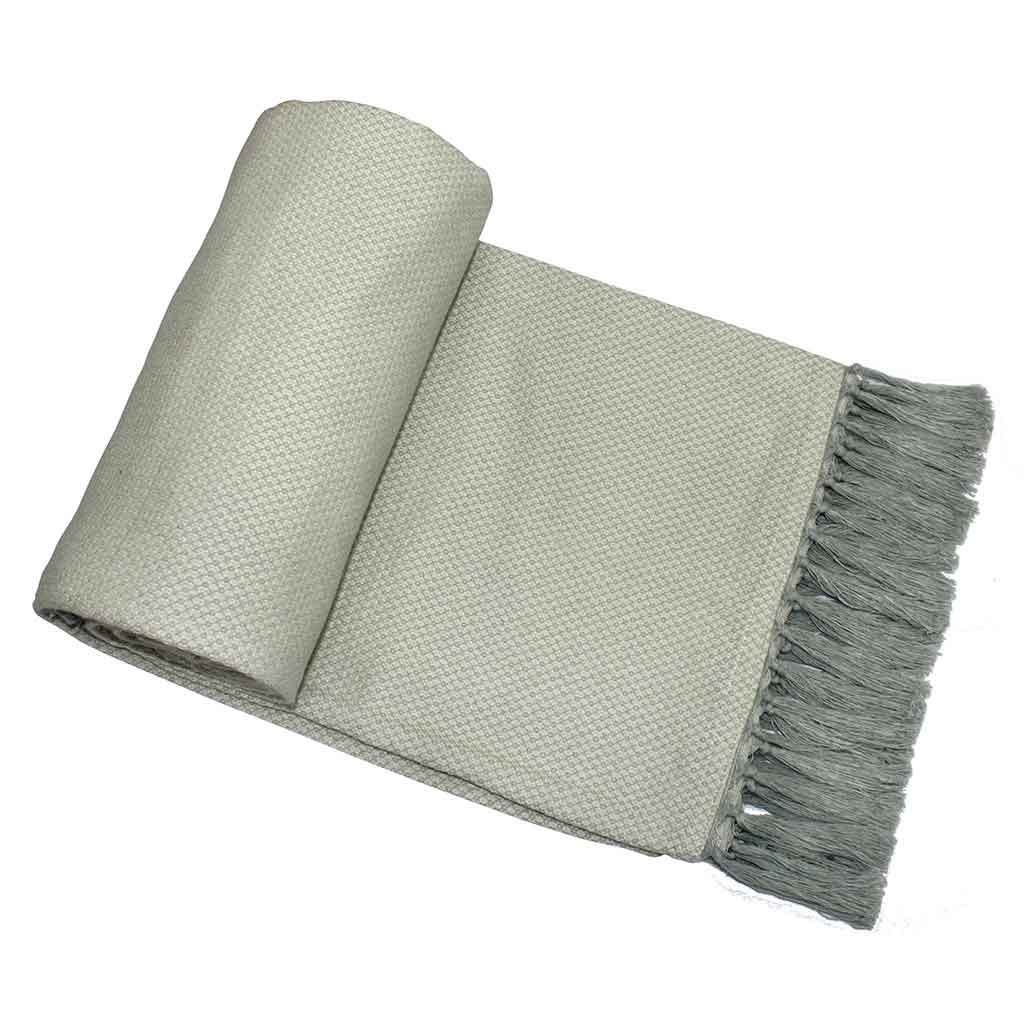 Cubrecama Gris De Algodón Con Flecos 220x260cm