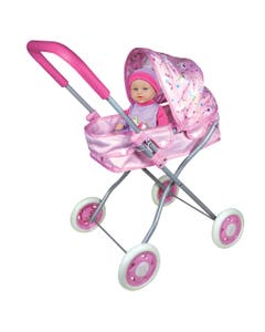 Cochecito De Muñeca Con Bebé 11" Doll Pram