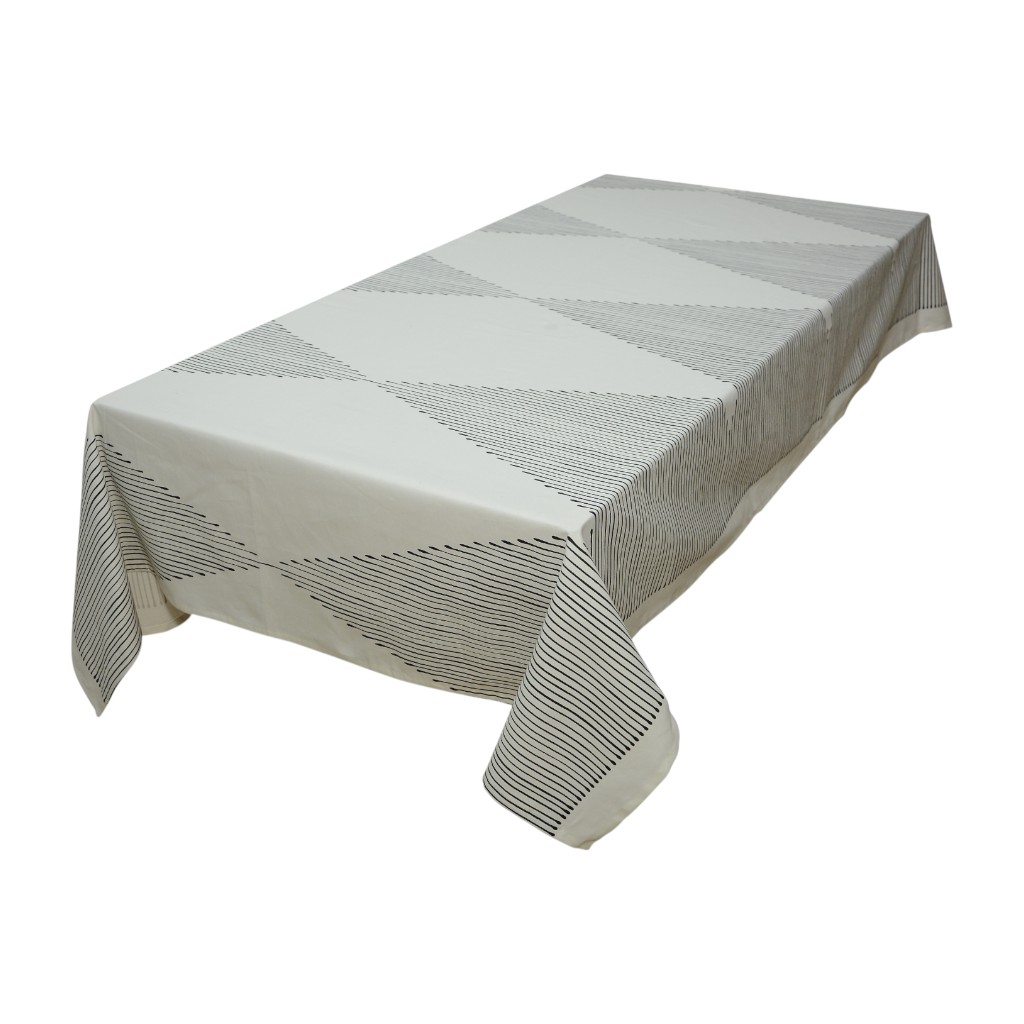 Mantel Blanco Con Patrón Geométrico 160X320Cm