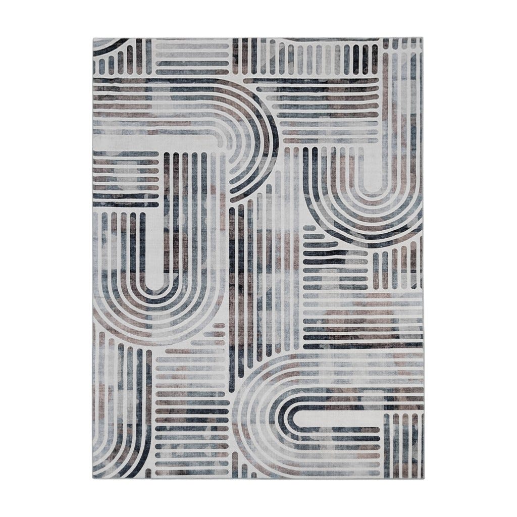 Alfombra Con Diseño De Arcos Y Líneas 180X240Cm