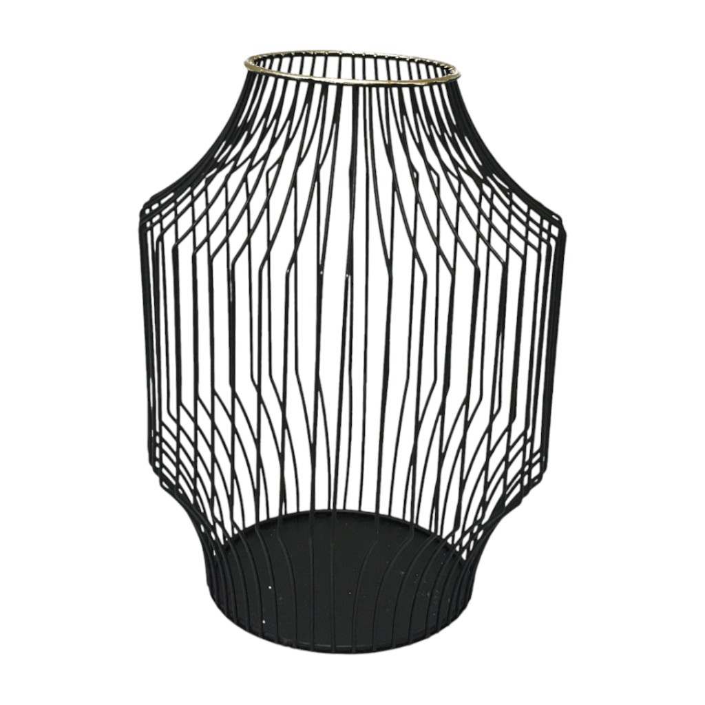 Farol De Alambre Negro De Metal 23.5x23.5x31cm