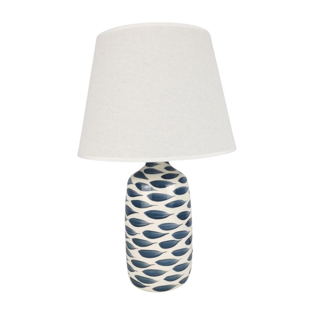 Lámpara De Mesa Con Estampado Azul 27x44cm