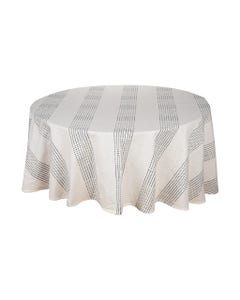 Mantel Redondo Blanco Con Rayas Negras 180Cm