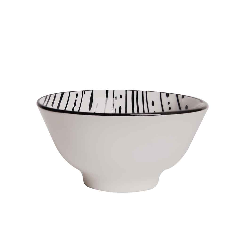 Cuenco Blanco Con Líneas Negra 12Cm