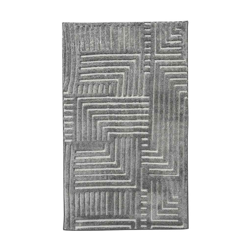 Alfombra Dise&ntilde;o Geom&eacute;trico Gris Afelpado 90X150Cm