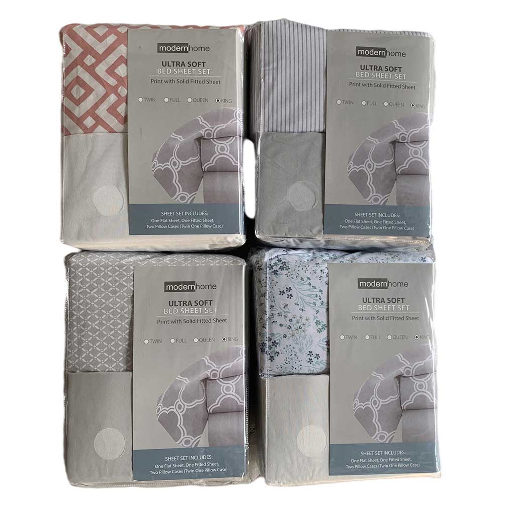 Juego De Sábana Estampada Con Bajera King Surtidos