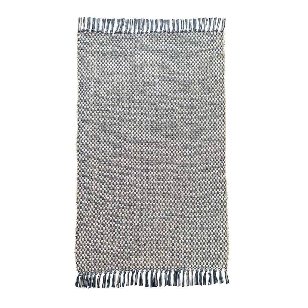 Alfombra Azul Con Flecos 60X90Cm