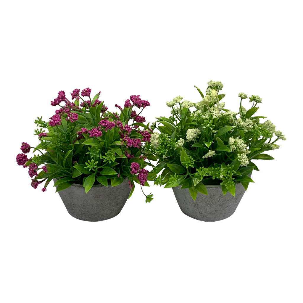 Planta Artificial Con Flores En Maceta