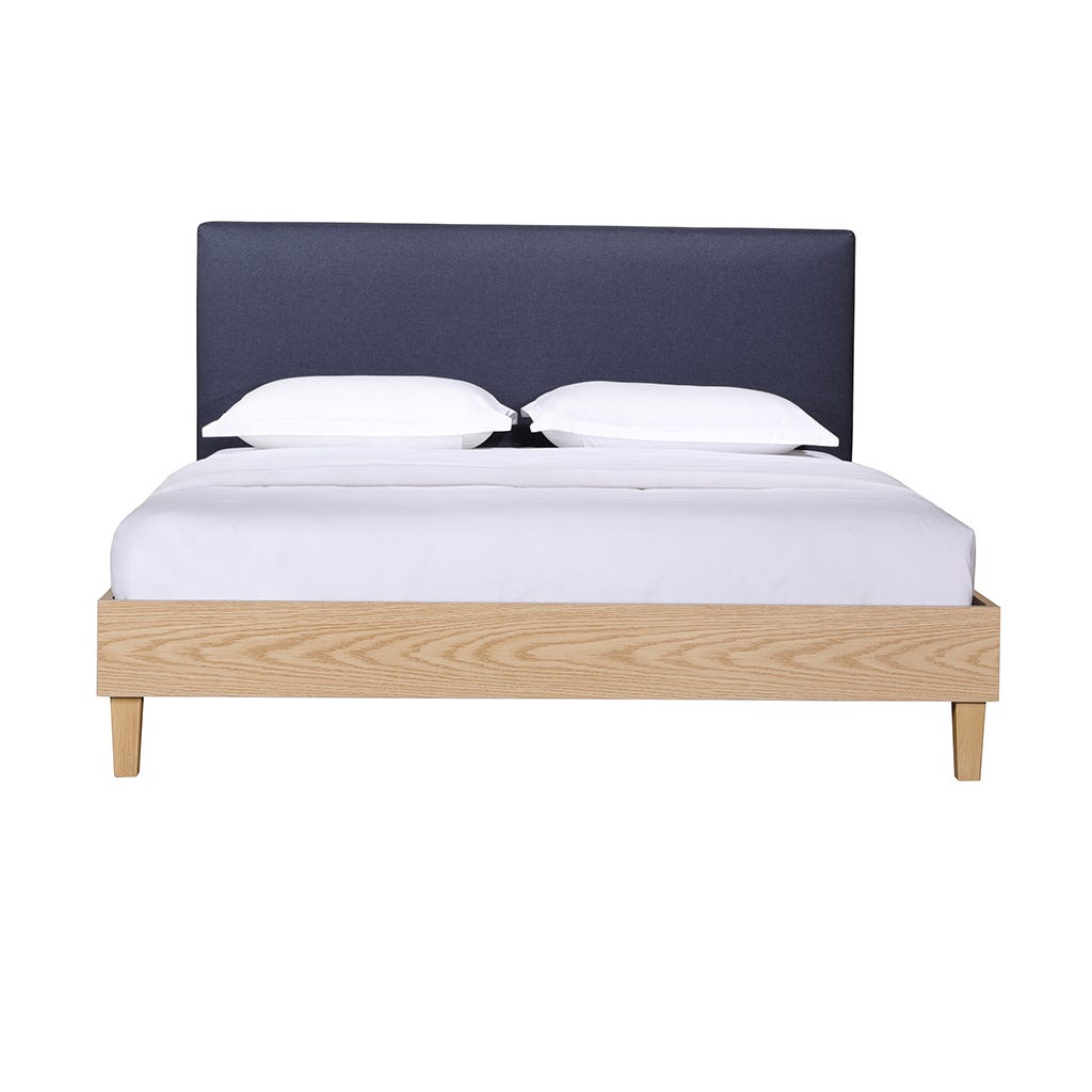 Cama individual queen tapizada azul April