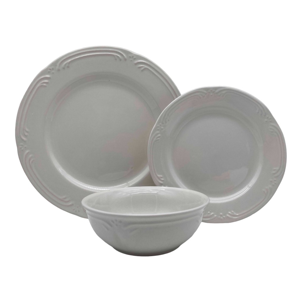 Set De 12 Piezas De Vajilla Blanca