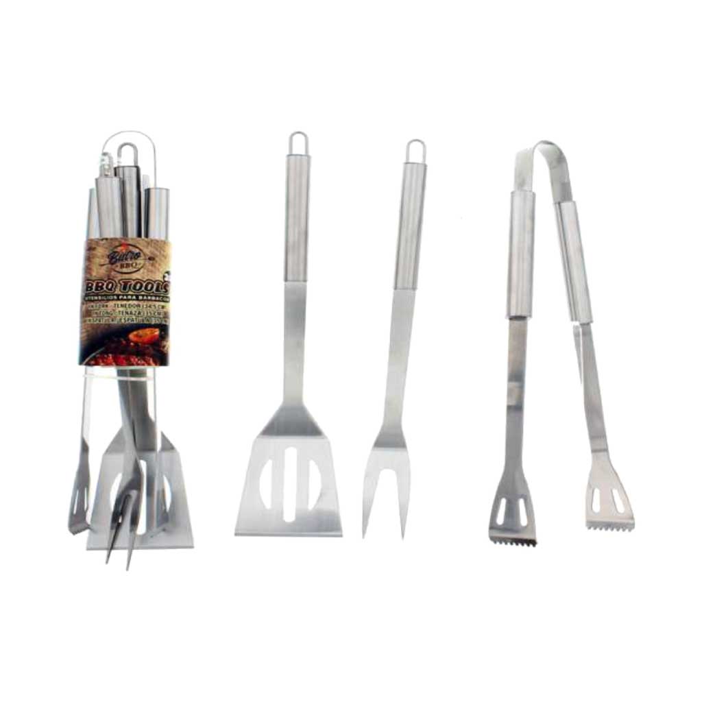 Set de Barbacoa 3 Piezas de Acero Inoxidable