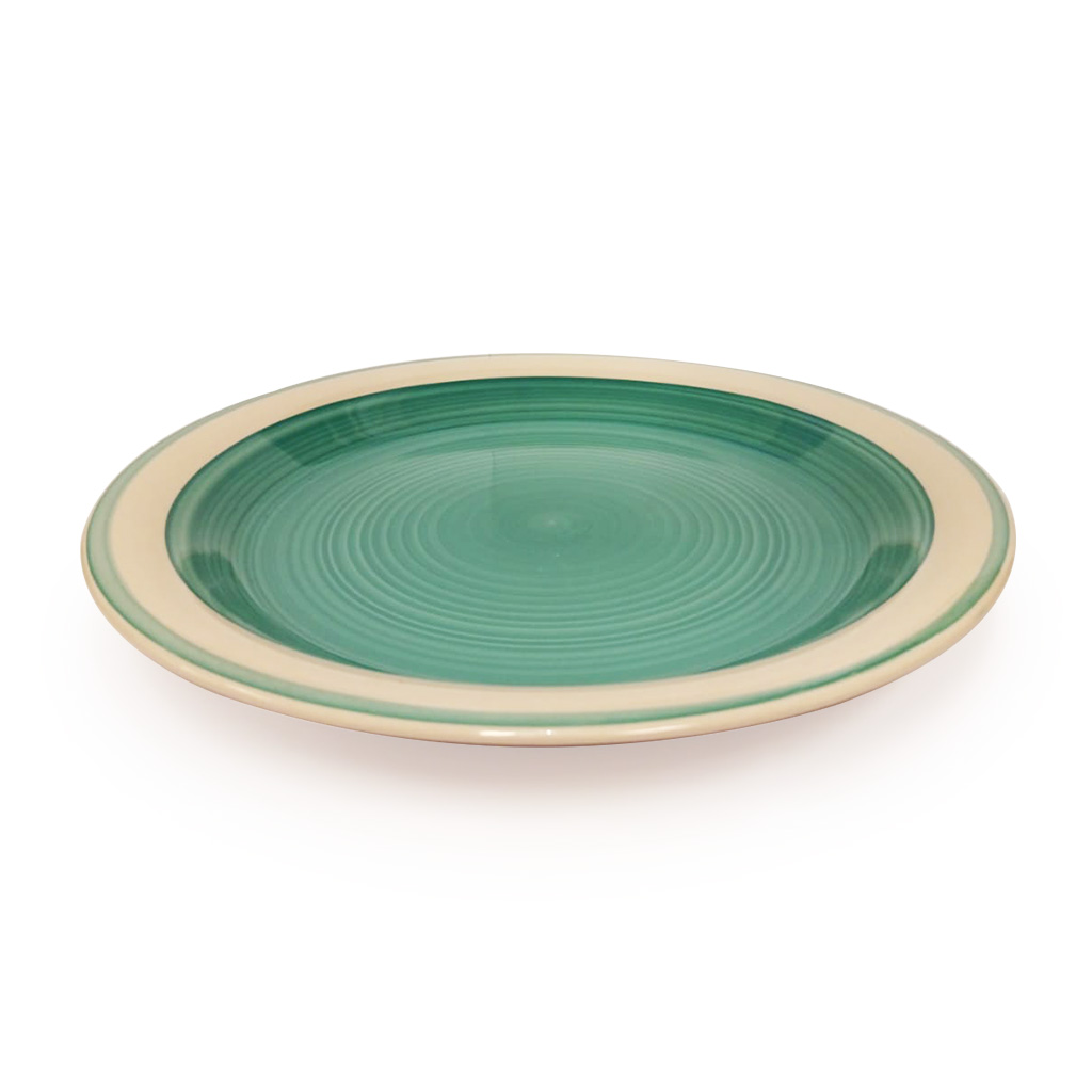 Plato De Cena Turquesa Con Rayas Blancas 27Cm