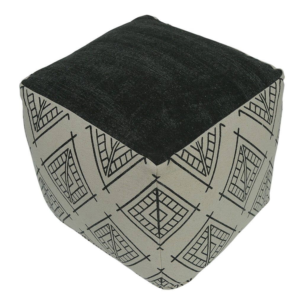 Puf cuadrado con estampado de verde salvia 45X45CM