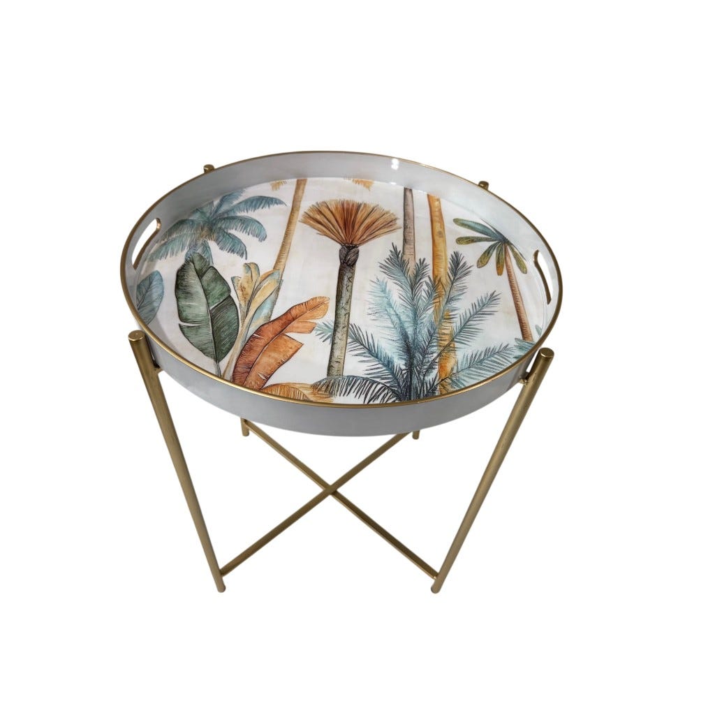 Bandeja Redonda Con Soporte Estampado 48cm