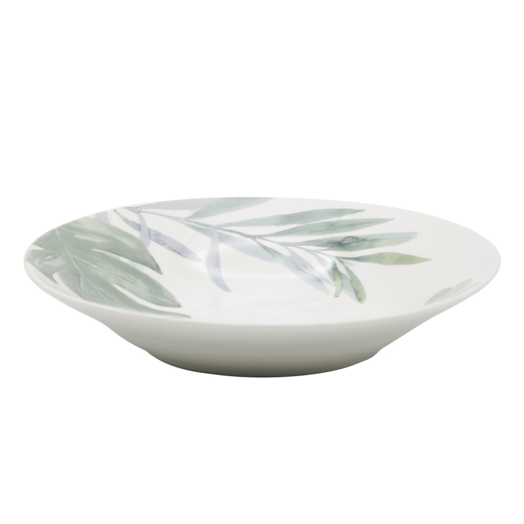 Plato Sopero Blanco Estampado De Hojas Verdes 20Cm