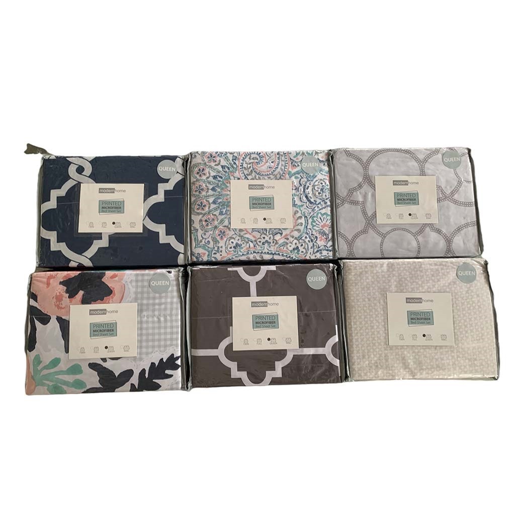 Juego De Sabanas Estampado Moderno Queen Surtidos