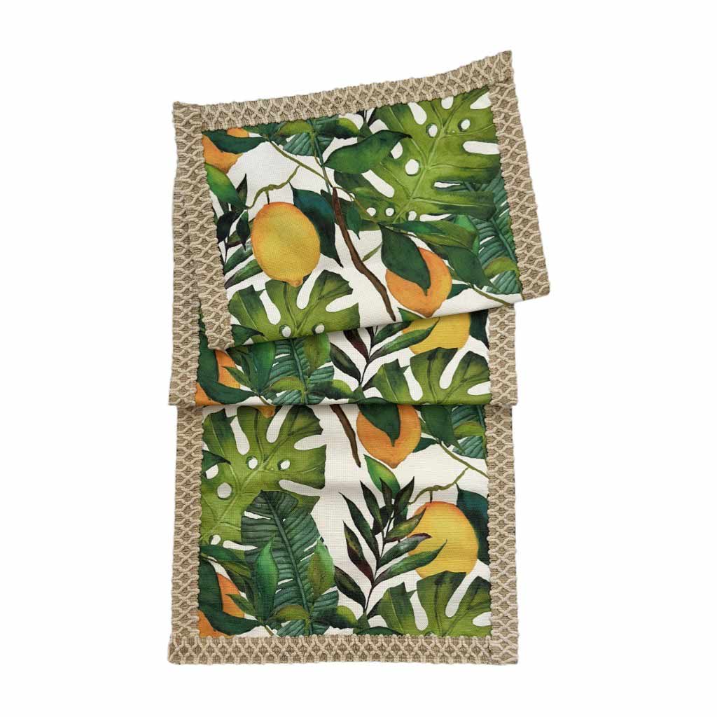 Camino De Mesa Estampado De Hojas Y Limón 183X40Cm