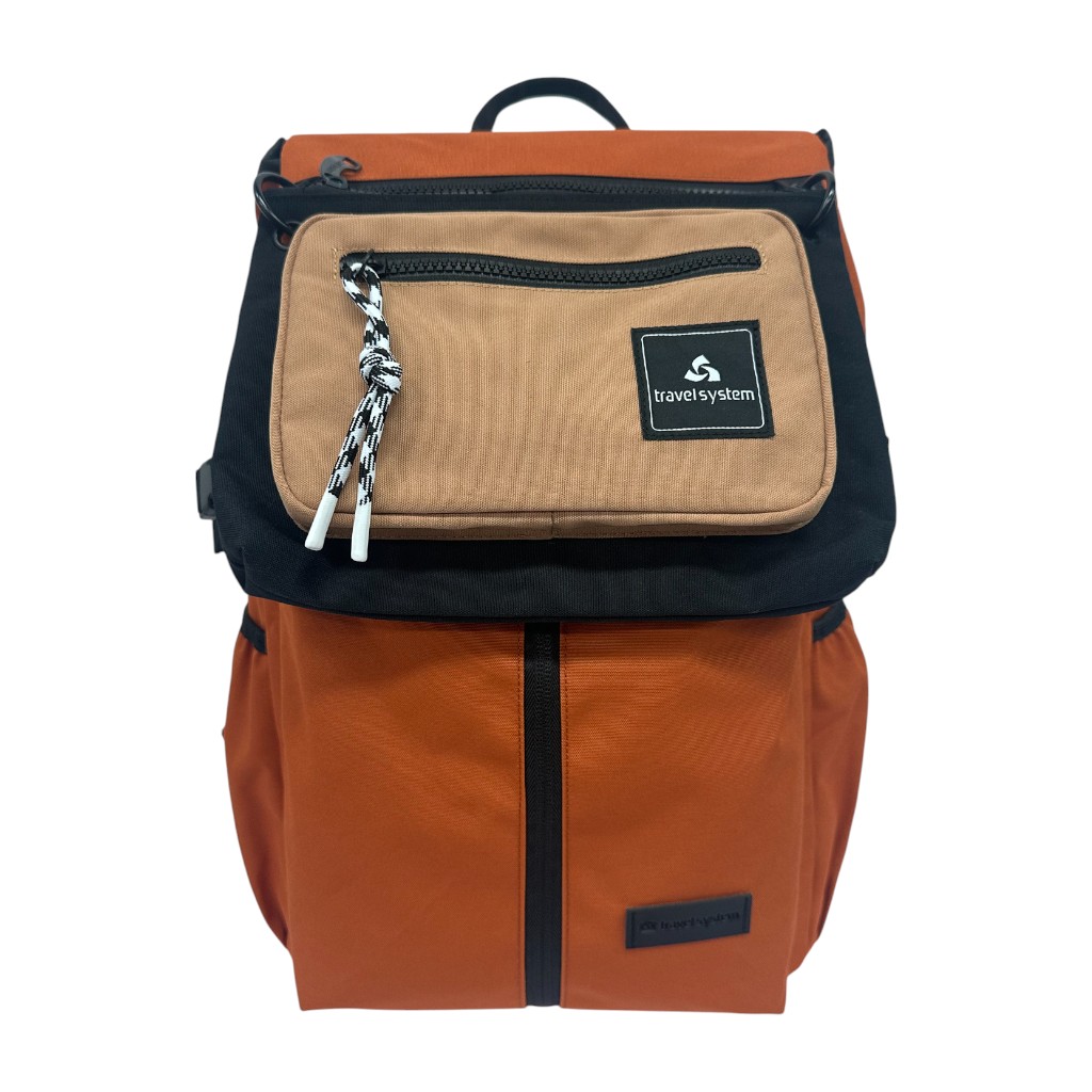 Mochila Naranja Para Viaje Con Bolso Removible 17"