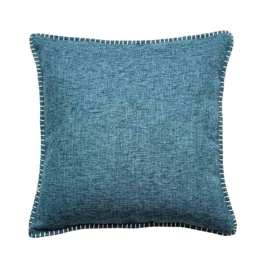 Cojín Azul Petróleo Borde Con Costura 45x45cm