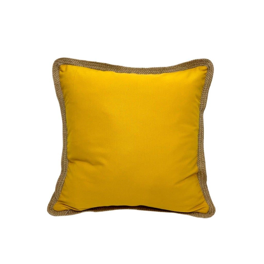 Cojín Color Mostaza Borde Tejido 45x45cm