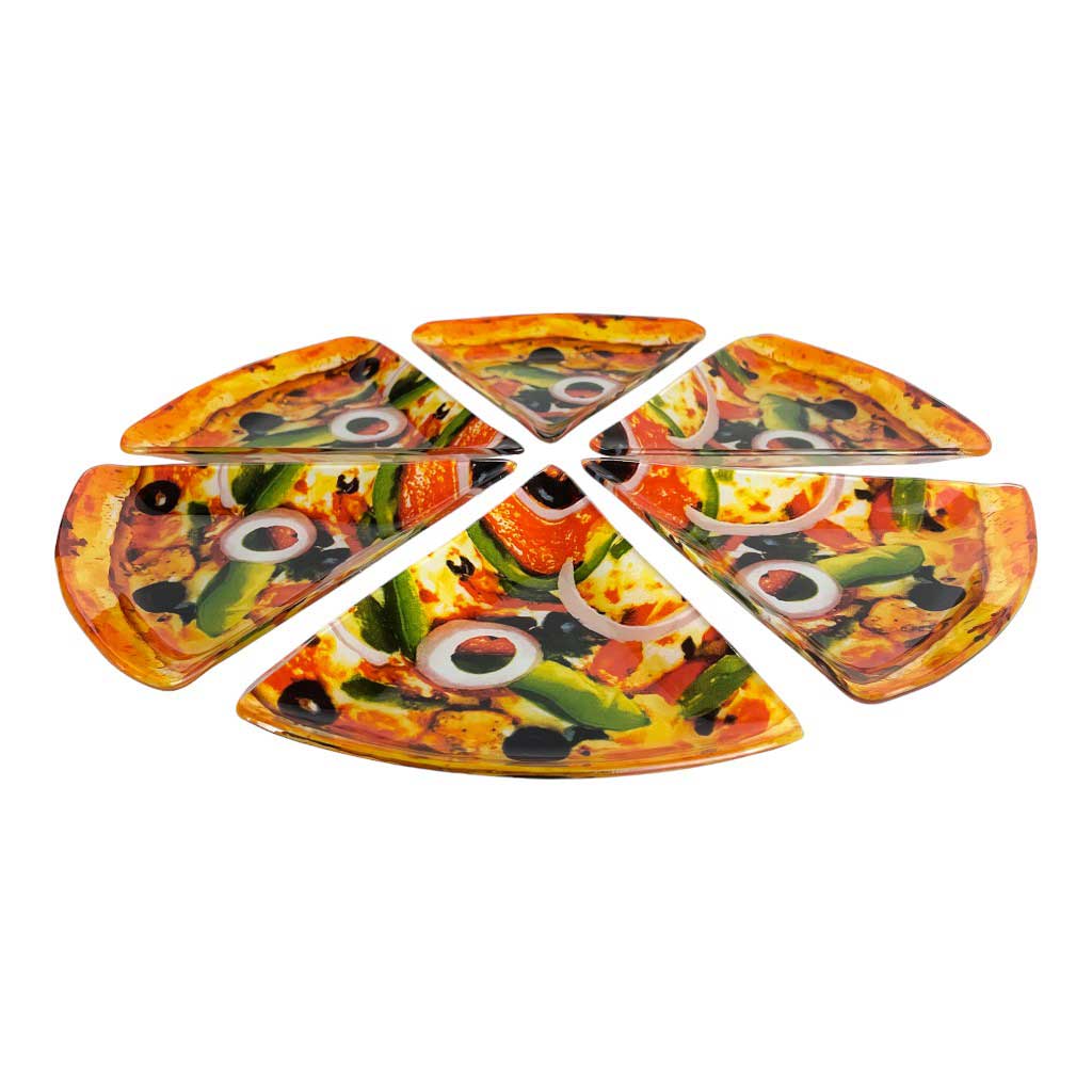 Set De Bandejas En Forma De Pizza 7Pzas