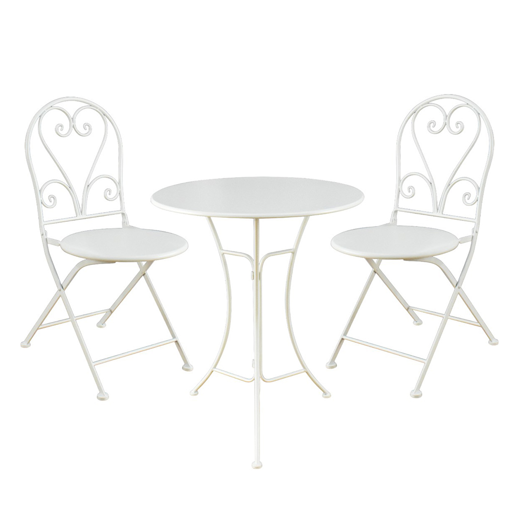 Set Bistro De Patio 3Pzs Blanco 59,5X59,5X71Cm