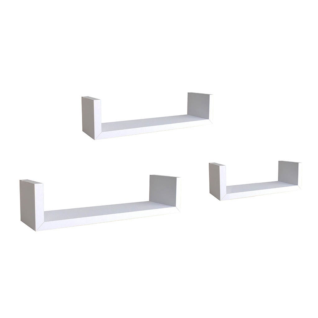 Estantes de pared blanco en forma de U- 3 piezas