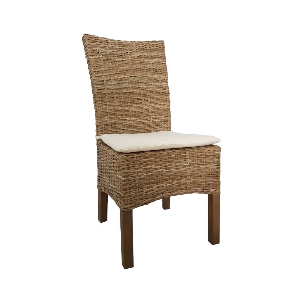 Silla de ratán y madera Río con cojín