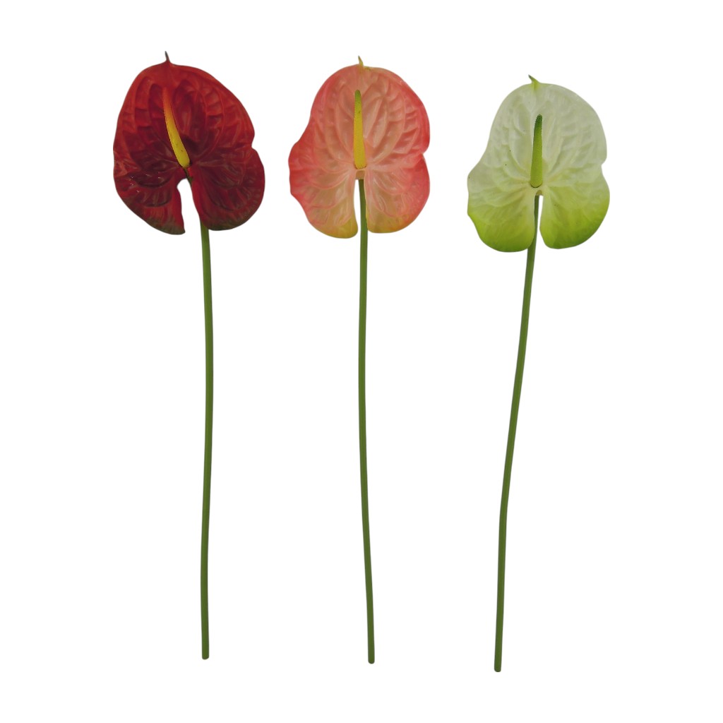 Flor Anthurium Spray Artificial 64cm Surtido