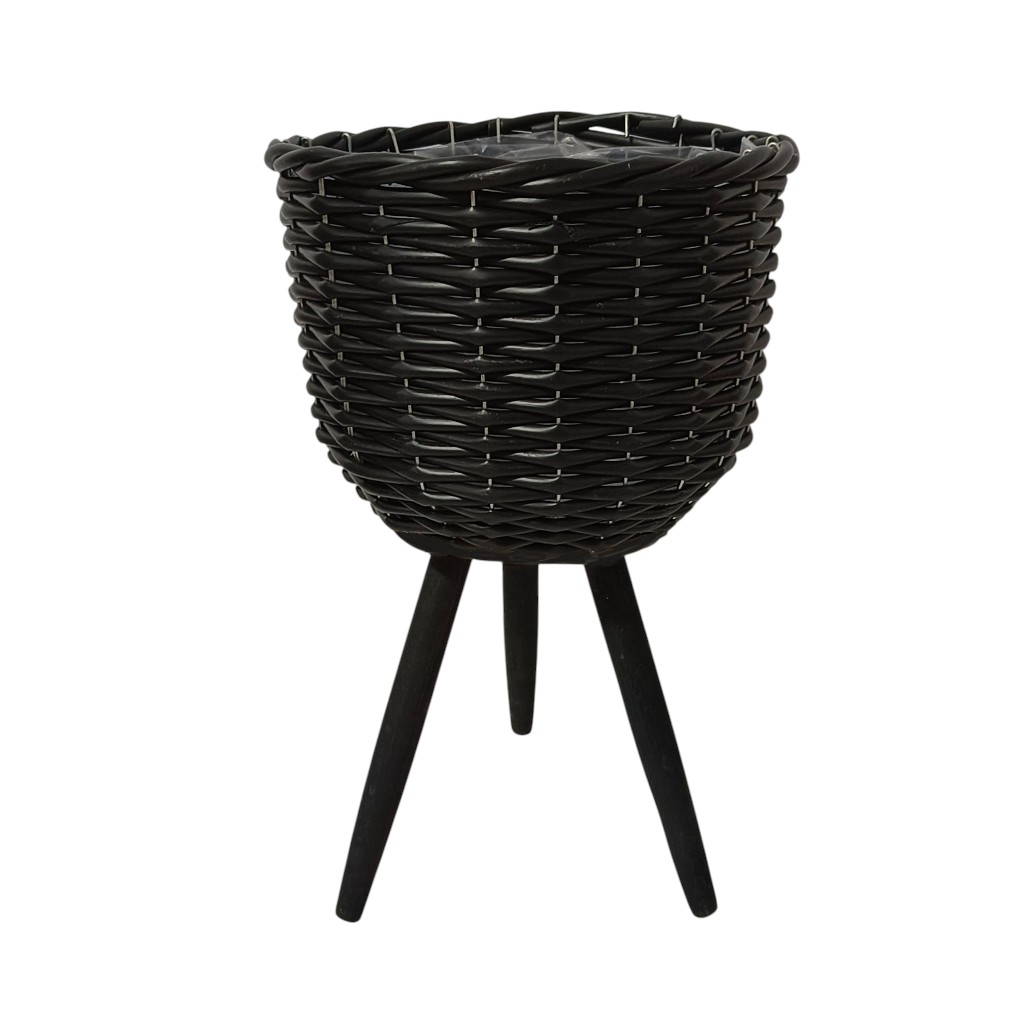 Maceta Negra De Diseño Tejido 25X45Cm