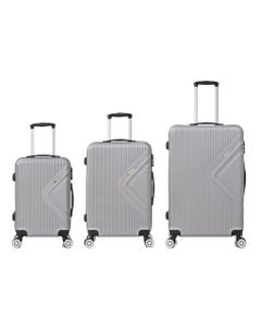 Set De 3 Maletas ABS Gris De 20" 24" 28" Con Doble Ruedas
