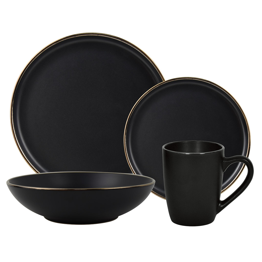 Juego De Vajillas Negro 16 Piezas