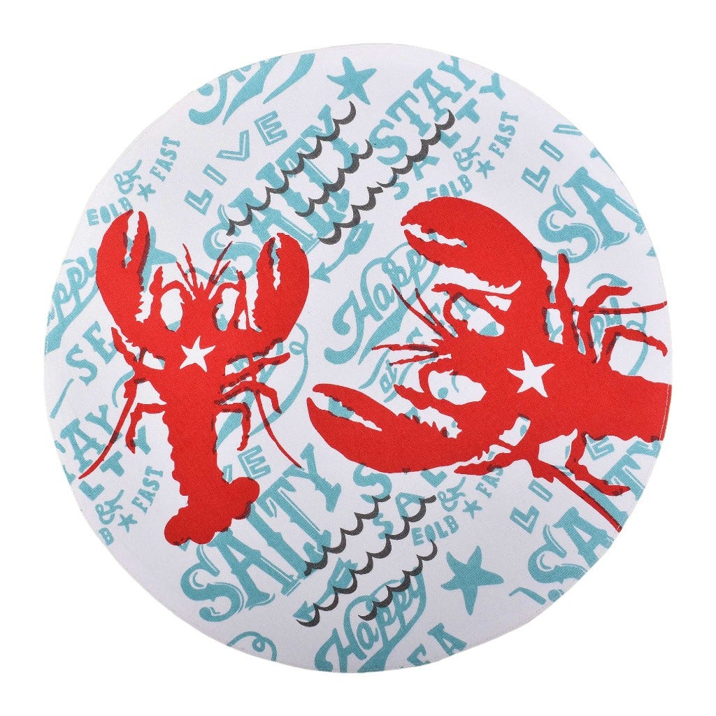 Individual Redondo Estampado De Langosta