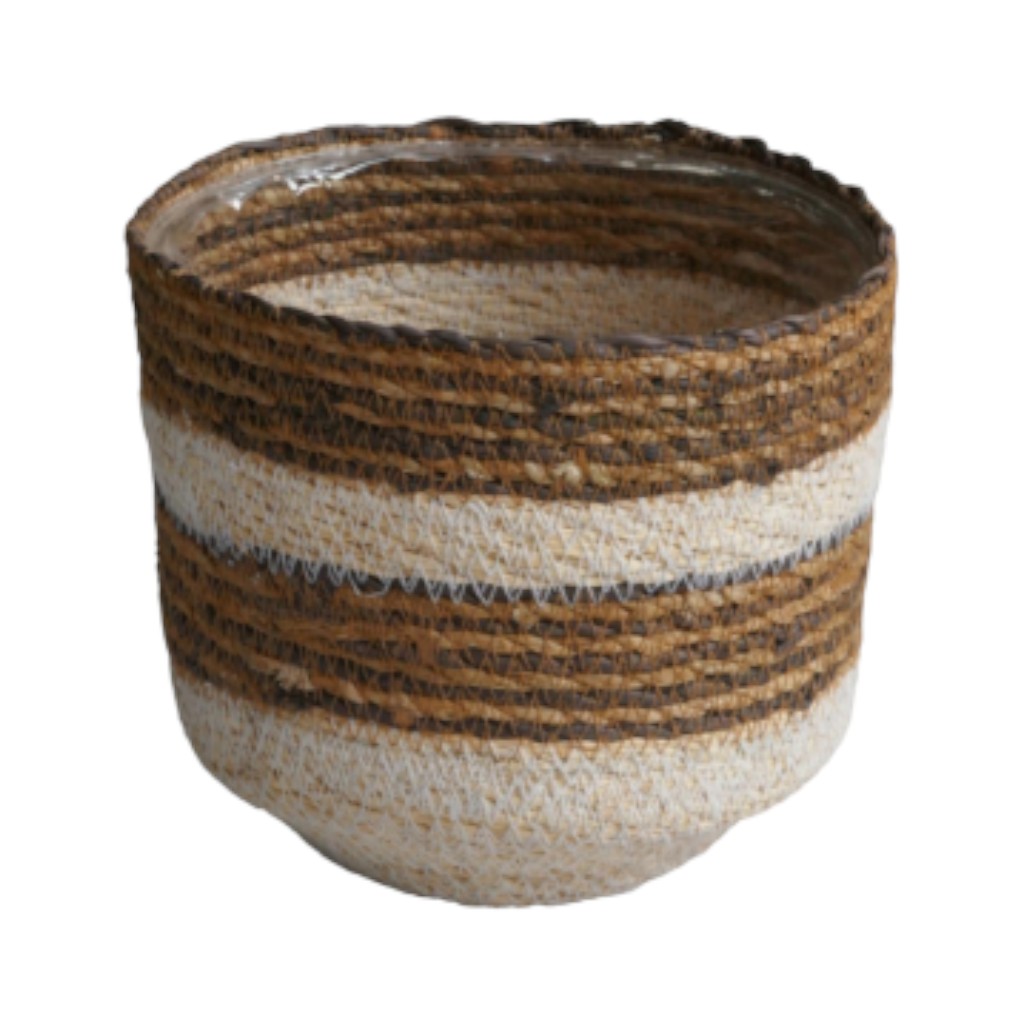Macetero Beige Y Marrón 16X16Cm
