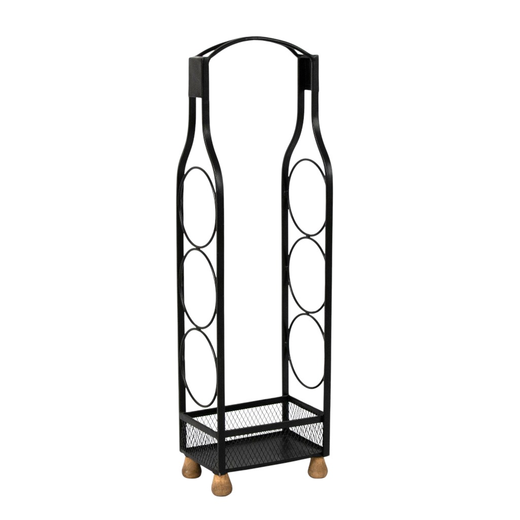 Estante Negro Para Vino 19x12x62cm