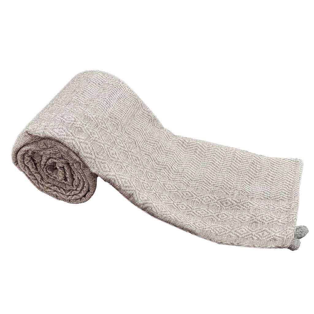 Cubierta De Cama Estampado Gris Con Flecos 160x220cm