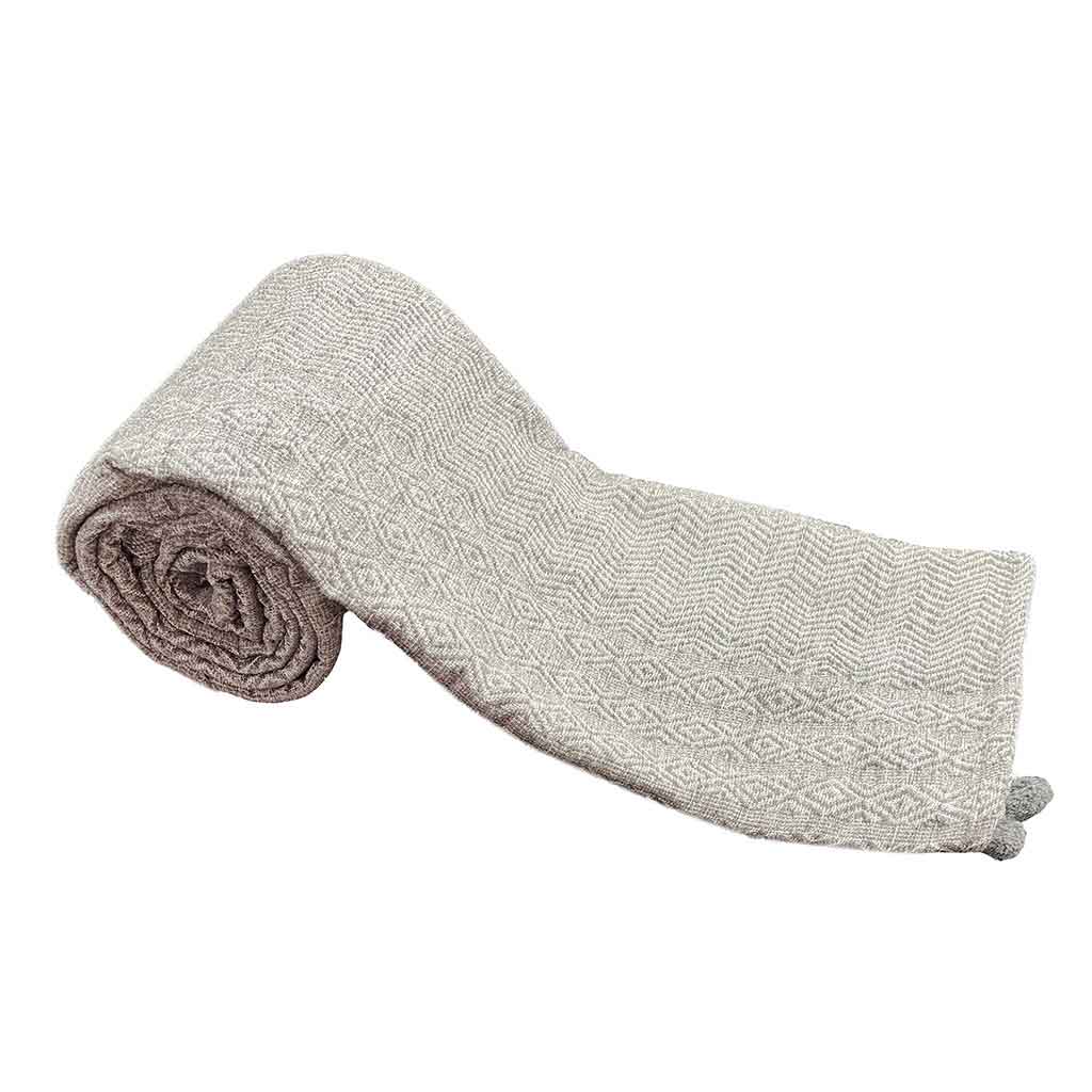 Cubierta De Cama Estampado Gris Con Flecos 220x240cm