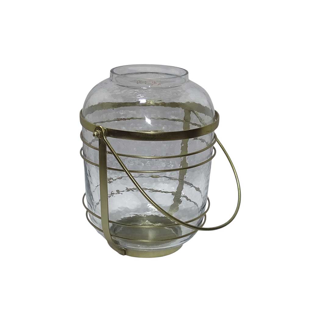 Farol De Vidrio Con Efecto Martillado 27cm